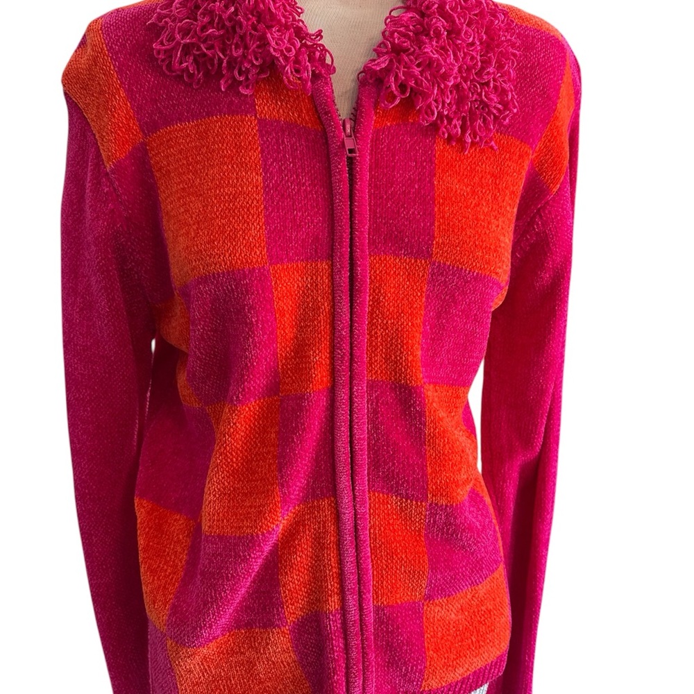 Vintage Lisa International Vibrant Pink and Orange Women's Sweater